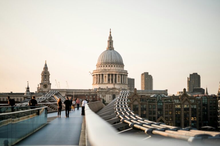 St. Pauls Cathedral on London Skyline viewed from the river Thames
